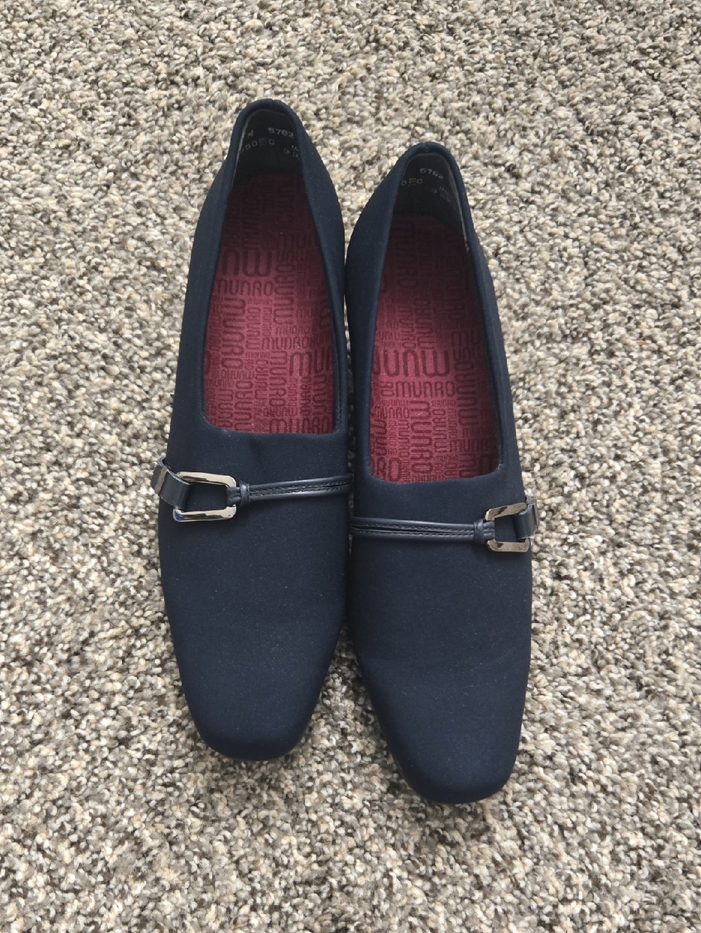 Munro Black Women's Slip-On Loafers with Buckle Detail